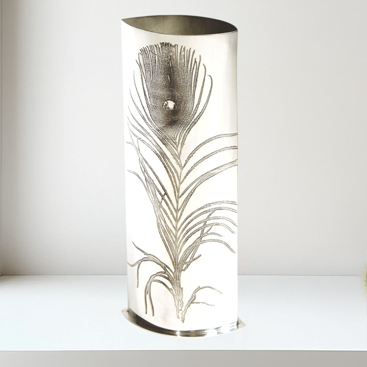 Large Peacock Pewter Vase Large Peacock Pewter Vase