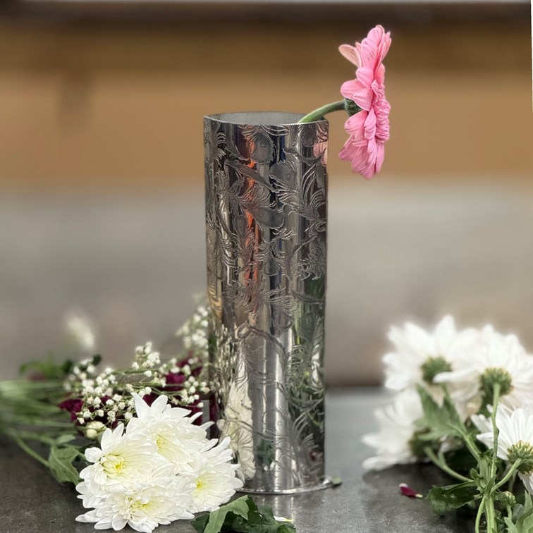 Medium Peacock Pewter Vase Medium Peacock Pewter Vase