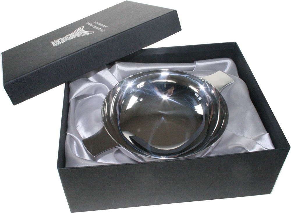 Silver Plated Plain 5" Quaich 5 inch plain silver plated quaich in presentation box