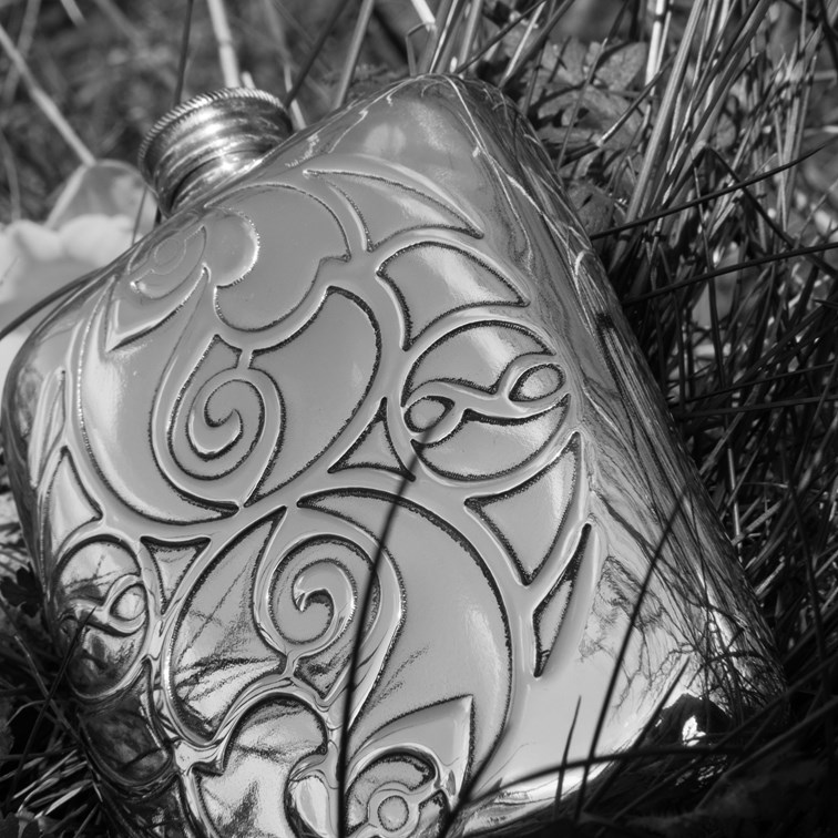 Celtic Spirals 4oz Pewter Pocket Flask Celtic Spirals 4oz Pewter Pocket Flask