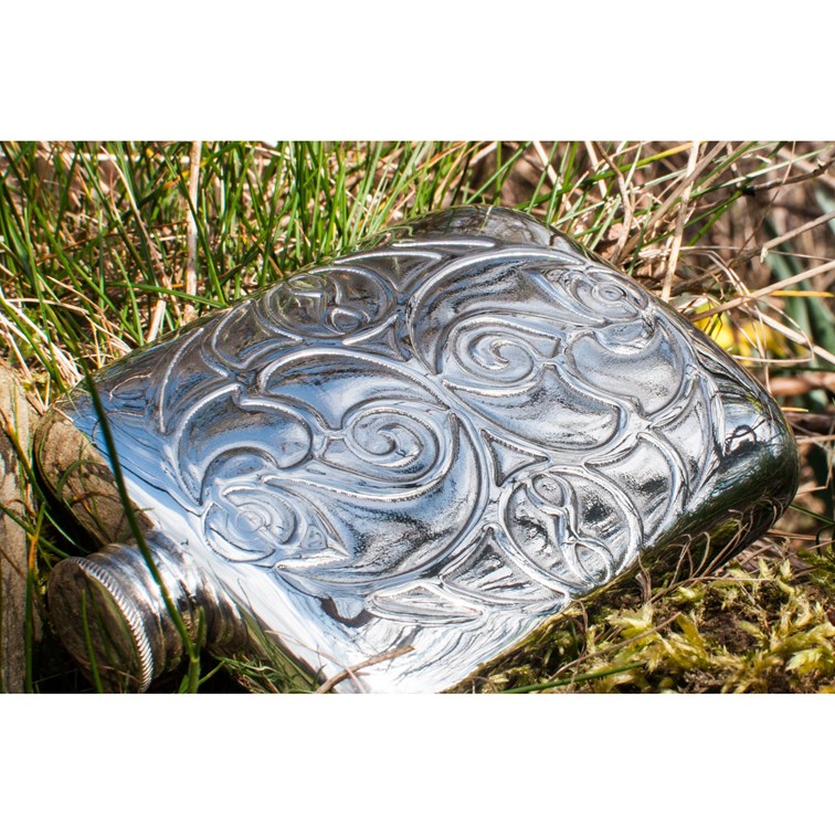 Celtic Spirals 4oz Pewter Pocket Flask Celtic Spirals 4oz Pewter Pocket Flask