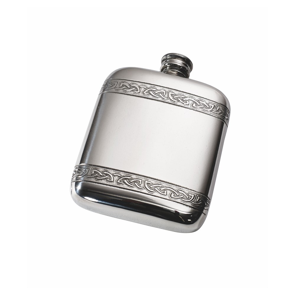 Celtic Bands Pewter 4oz Pocket Flask Celtic Bands Pewter 4oz Pocket Flask