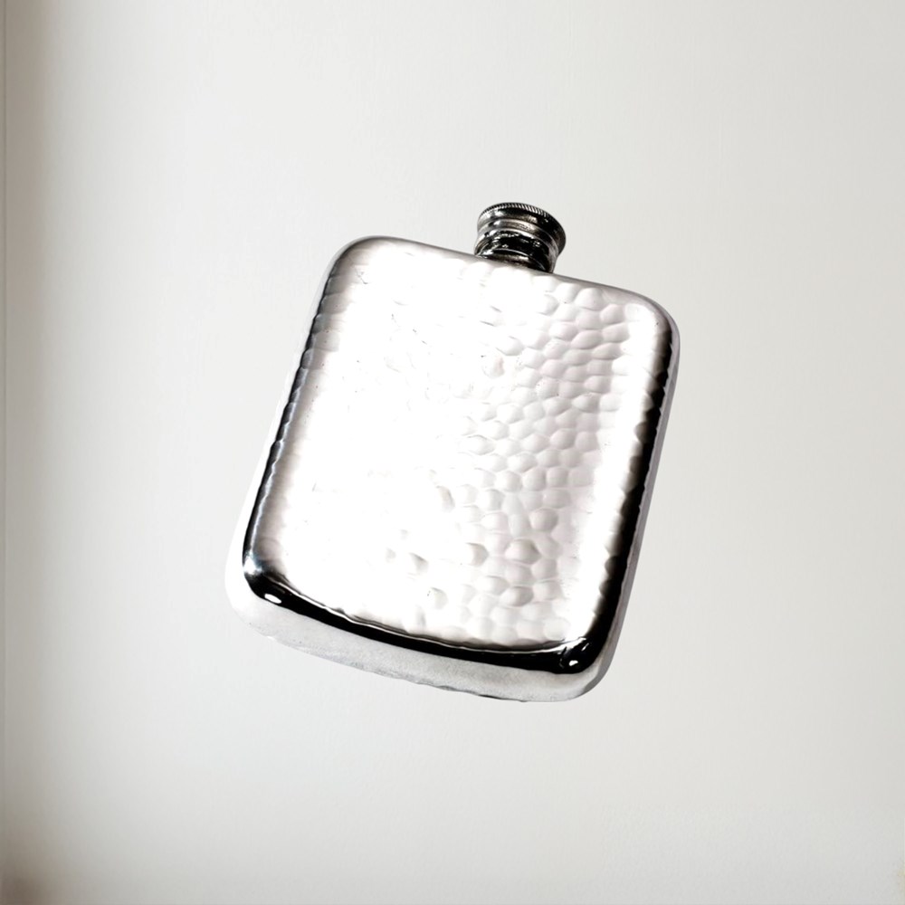 4oz Hammered Pewter Pocket Flask