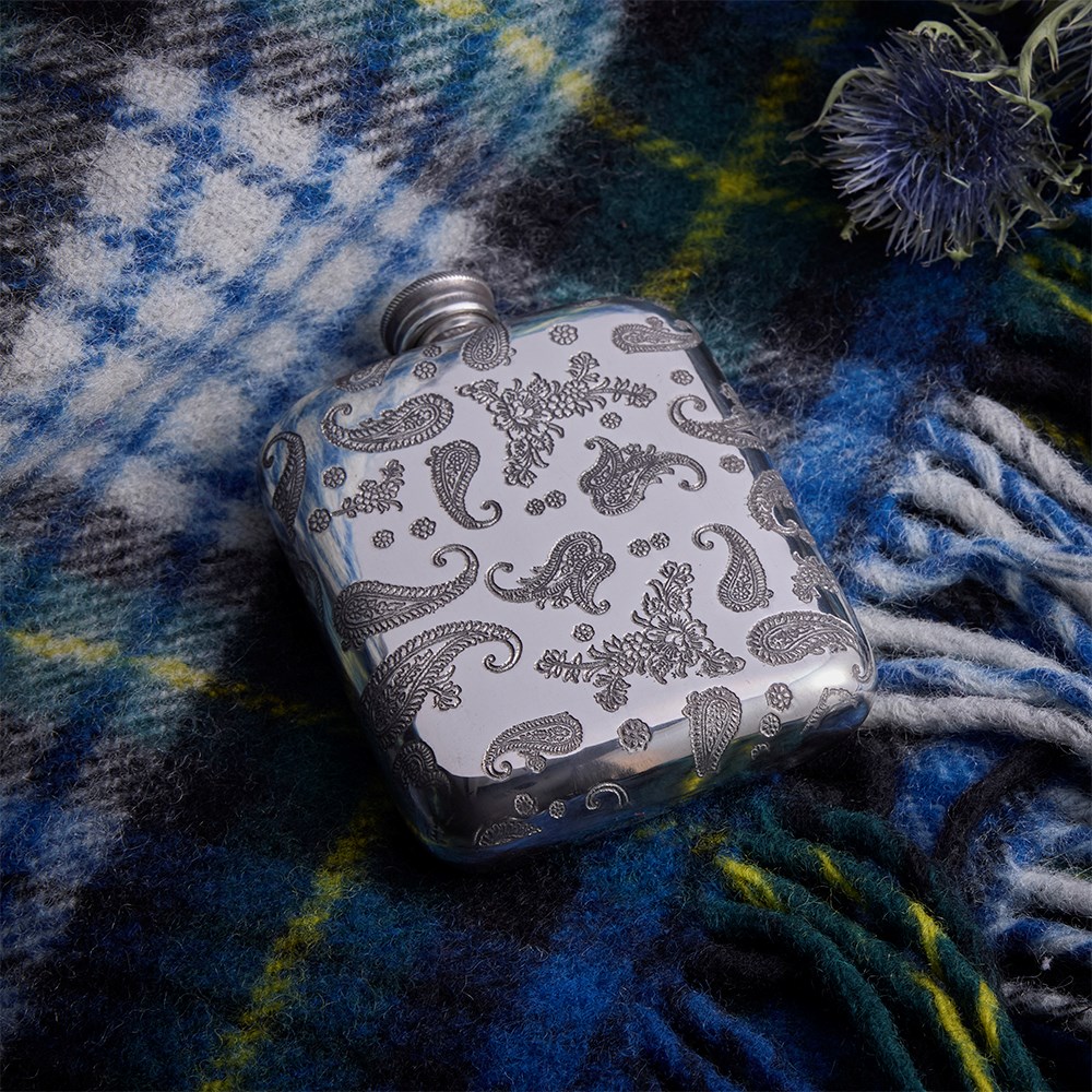 Paisley 4oz Pewter Pocket Flask