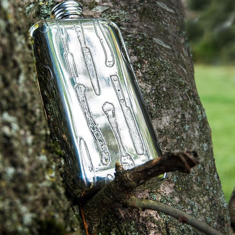 Small Knife Fork Spoon Pewter Pocket Flask Small Knife Fork Spoon Pewter Pocket Flask