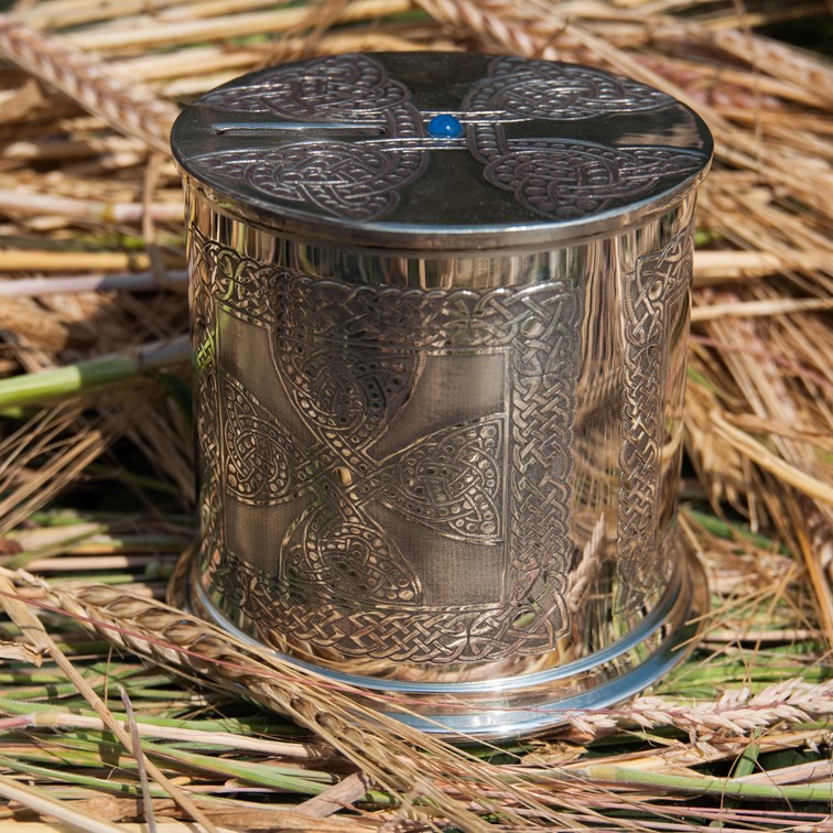 Celtic Cross Pewter Money Box