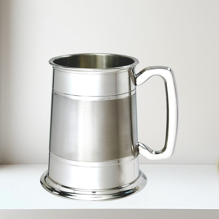 Part Satin Standard One Pint Lined Pewter Tankard Part Satin Standard One Pint Lined Pewter Tankard