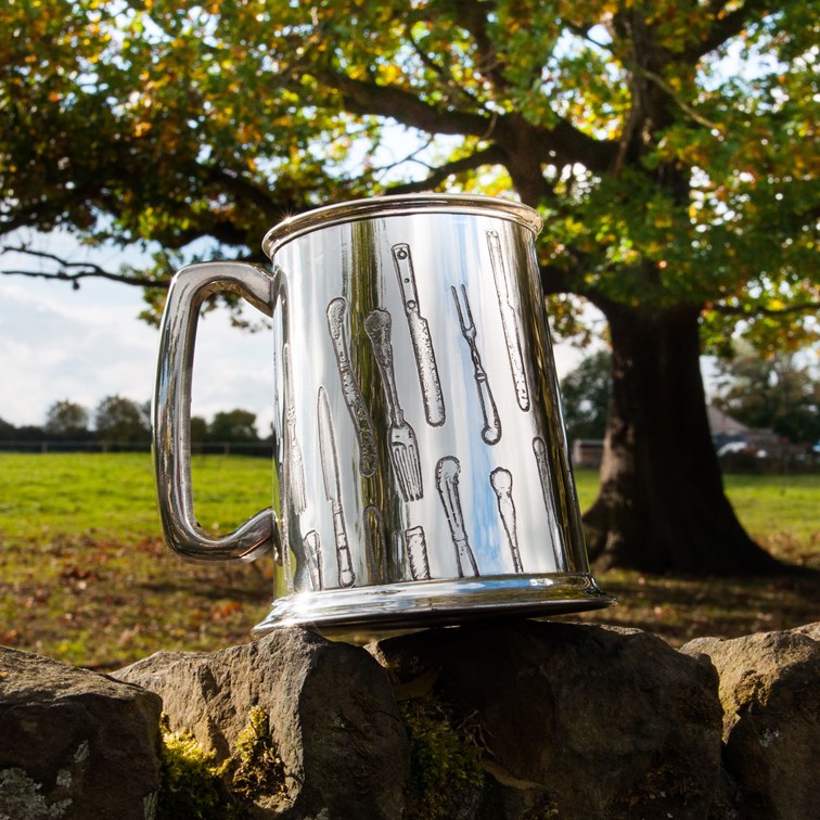 Knife Fork Spoon One Pint Pewter Tankard Knife Fork Spoon One Pint Pewter Tankard