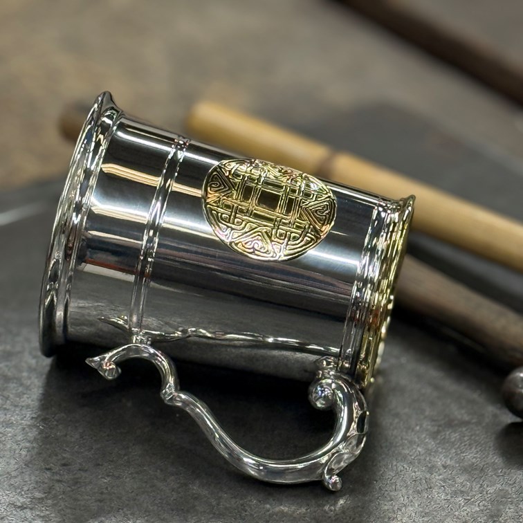 Celtic Gold One Pint Pewter And Brass Tankard