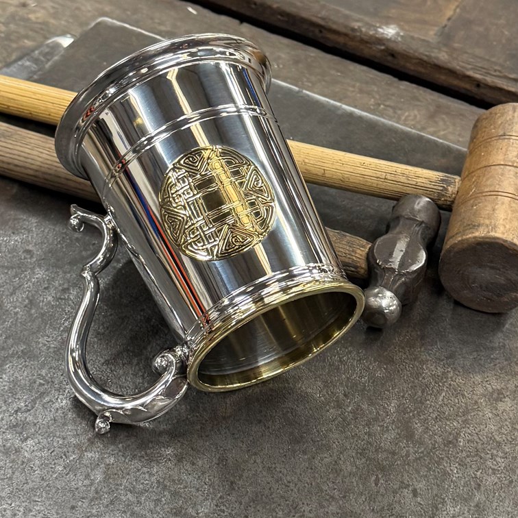 Celtic Gold One Pint Pewter And Brass Tankard