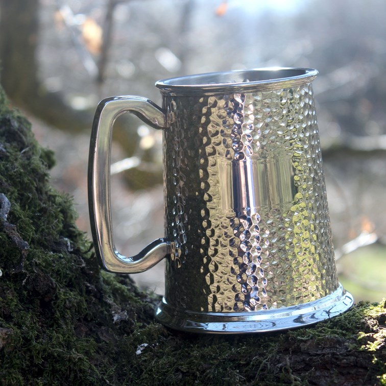 Hammered One Pint Pewter Tankard Hammered One Pint Pewter Tankard