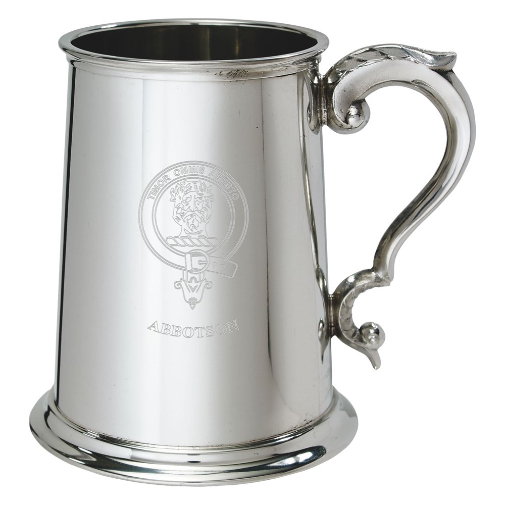 1 pint Tankard Clan crest engraved Abbotson