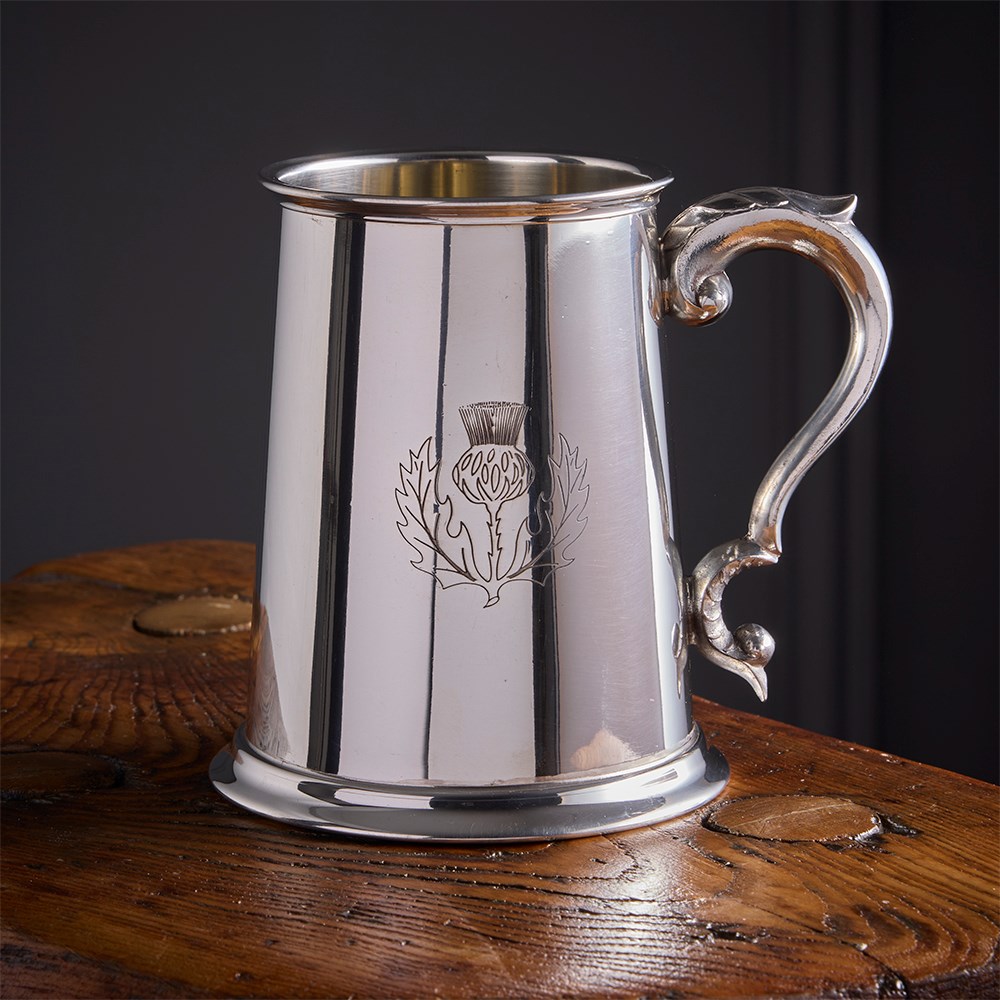 Thistle Stamp Pewter Tankard