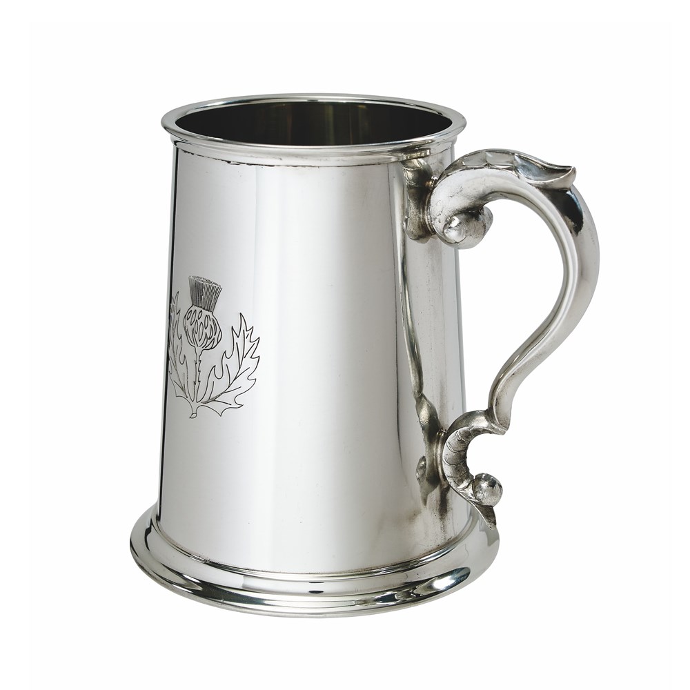 Thistle Stamp Pewter Tankard Thistle Stamp Pewter Tankard