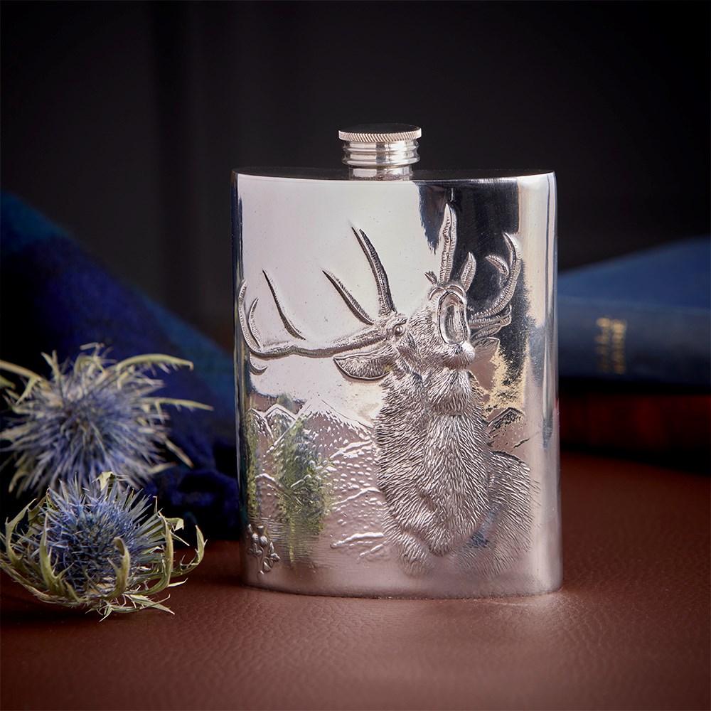 Embossed Roaring Stag 6oz Flask