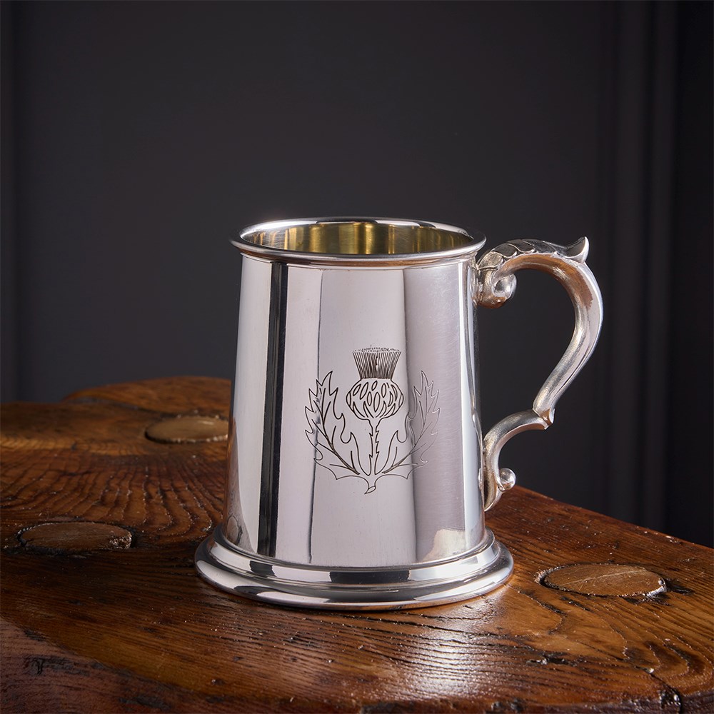 Thistle Stamp Half Pint Pewter Tankard