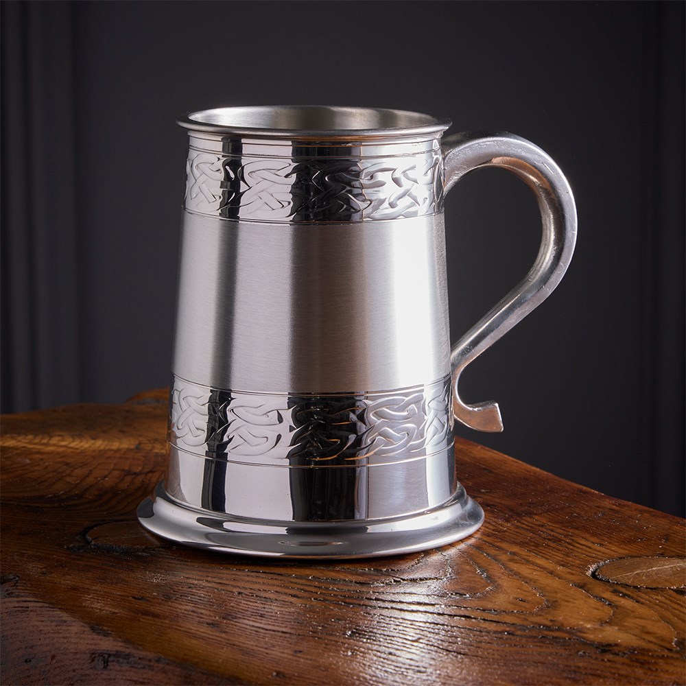 Embossed Celtic Bands Pewter Tankard