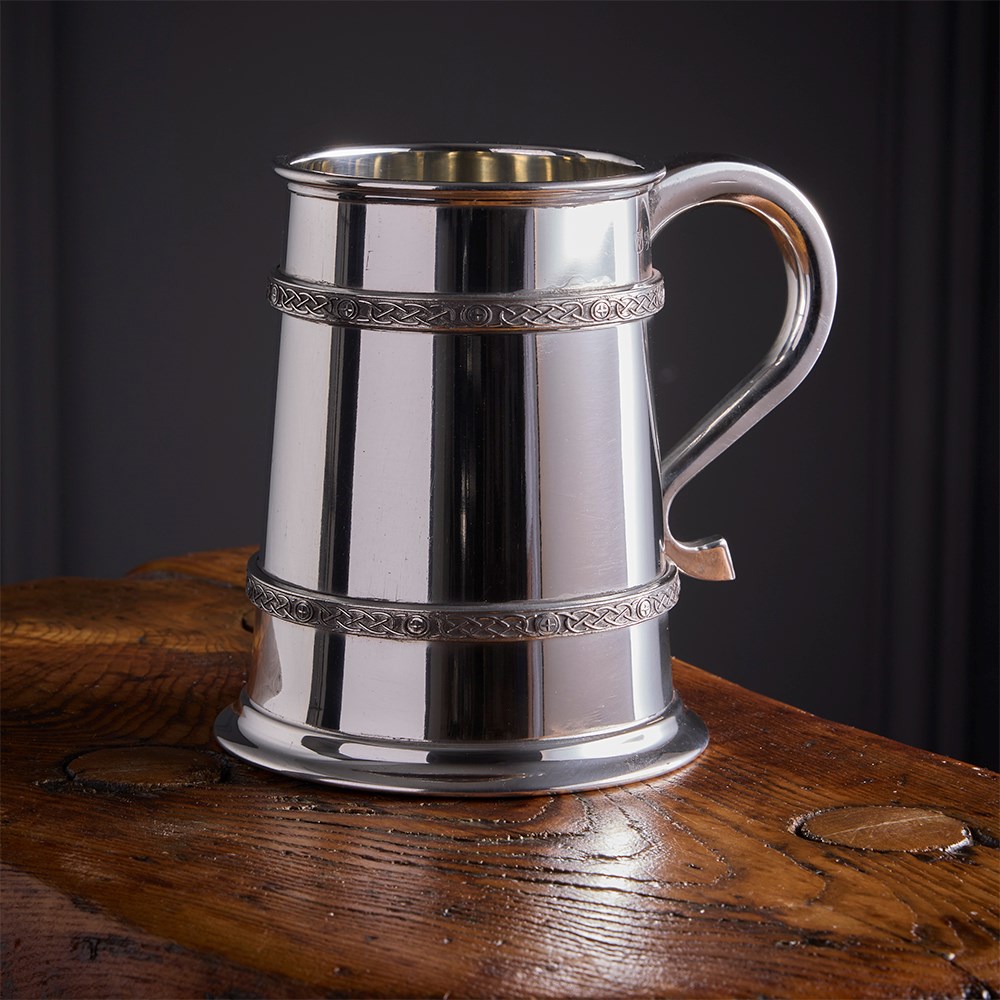 Double Celtic Bands Pewter Tankard