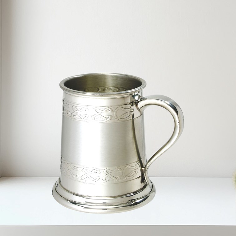 Half Pint Embossed Celtic Band Pewter Tankard Half Pint Embossed Celtic Band Pewter Tankard