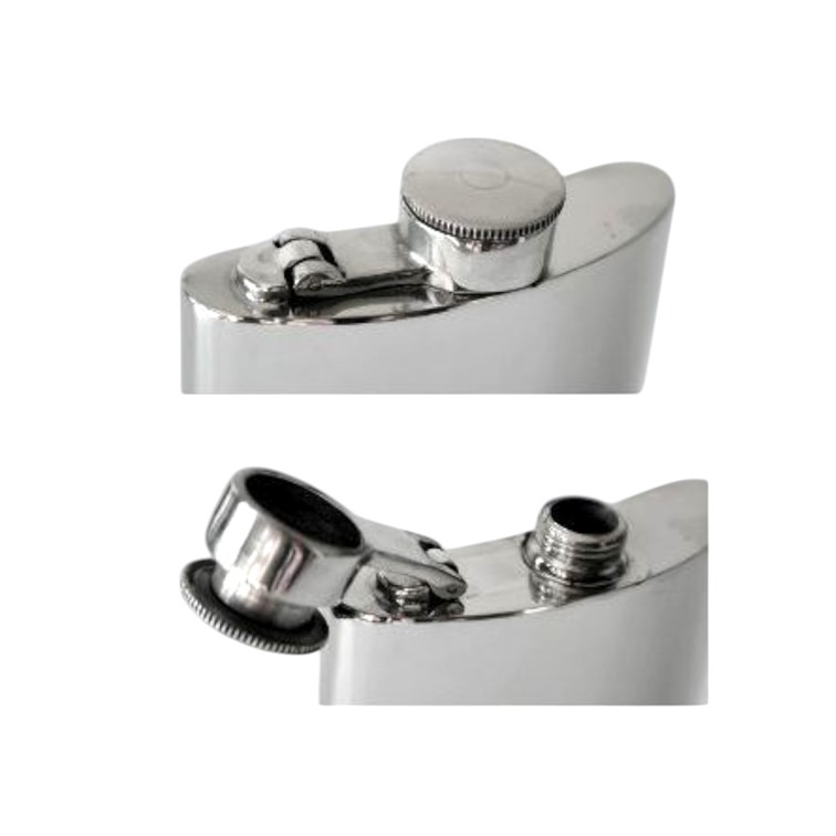 6oz Plain Pewter Kidney Hip Flask With Captive Top 6oz Plain Pewter Kidney Hip Flask With Captive Top
