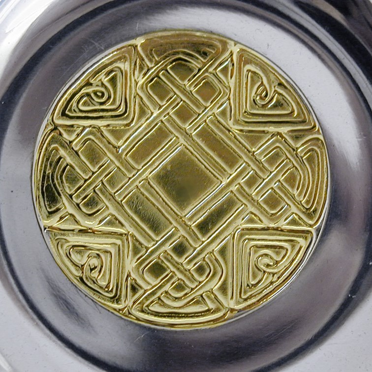 Celtic Gold Disc in centre of Quaich