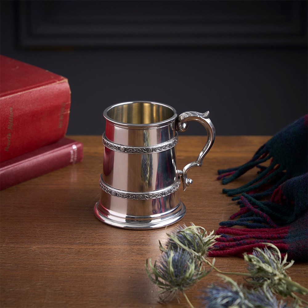 Double Celtic Band Half Pint Pewter Tankard