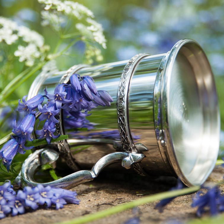 Half Pint Double Celtic Band Pewter Tankard