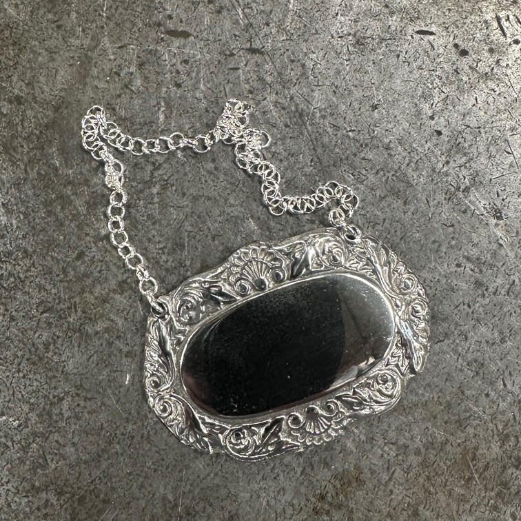 Cast Pewter Shell Pattern Decanter Label Cast Pewter Shell Pattern Decanter Label