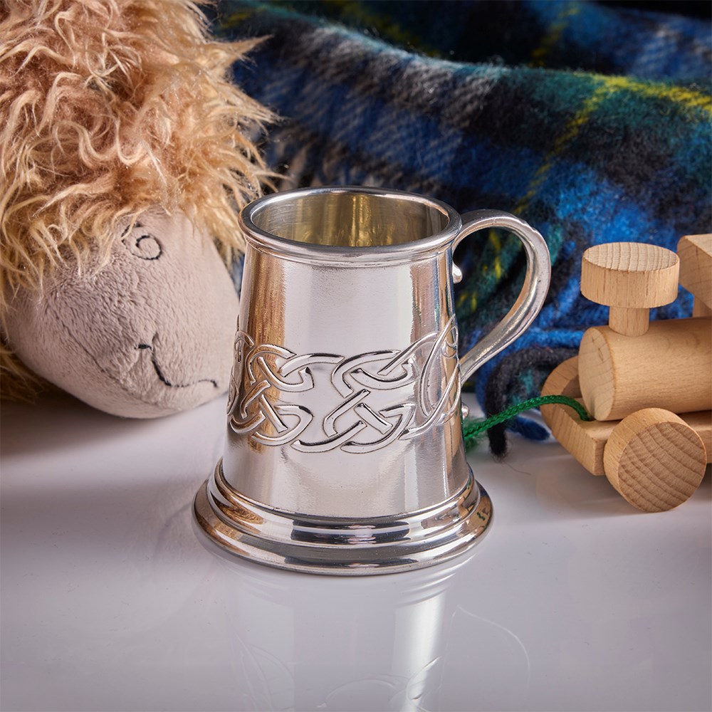 Embossed Celtic Band Pewter Baby Mug