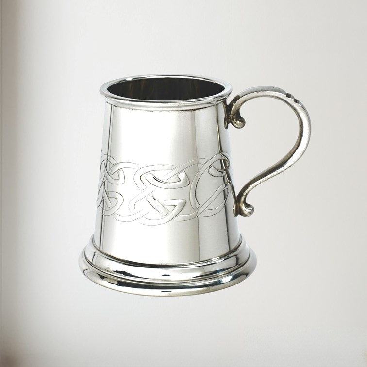 Embossed Celtic Band Baby Quarter Pint Pewter Mug Embossed Celtic Band Baby Quarter Pint Pewter Mug