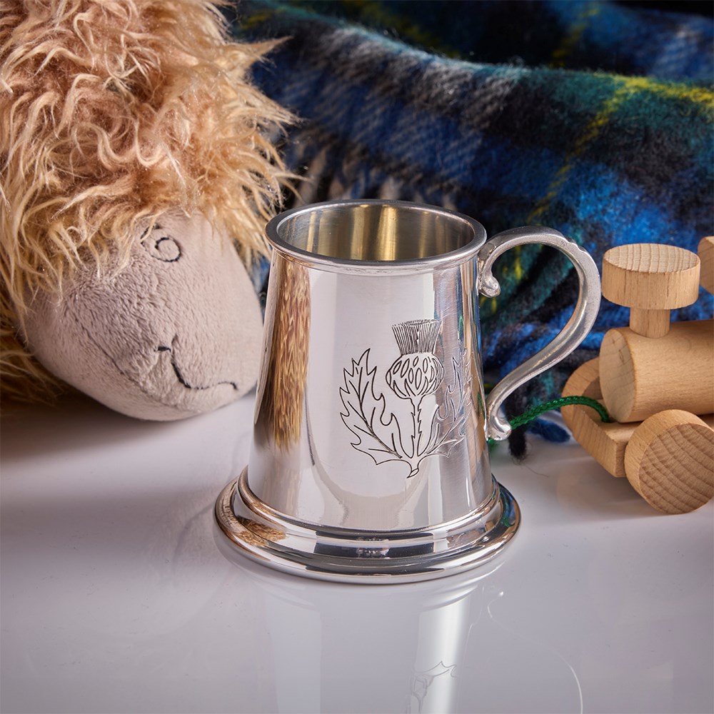 Thistle Stamp Pewter Baby Mug