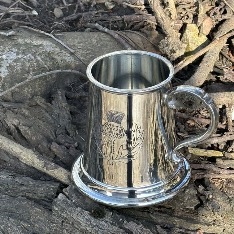 Thistle Stamp Quarter Pint Pewter Baby Mug Thistle Stamp Quarter Pint Pewter Baby Mug