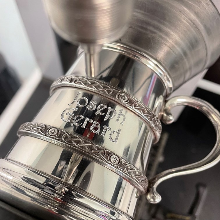 Double Celtic Bands Pewter Baby Mug