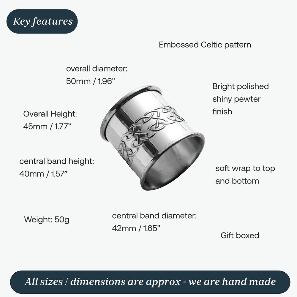 Embossed Celtic Pewter Napkin Ring Embossed Celtic Pewter Napkin Ring