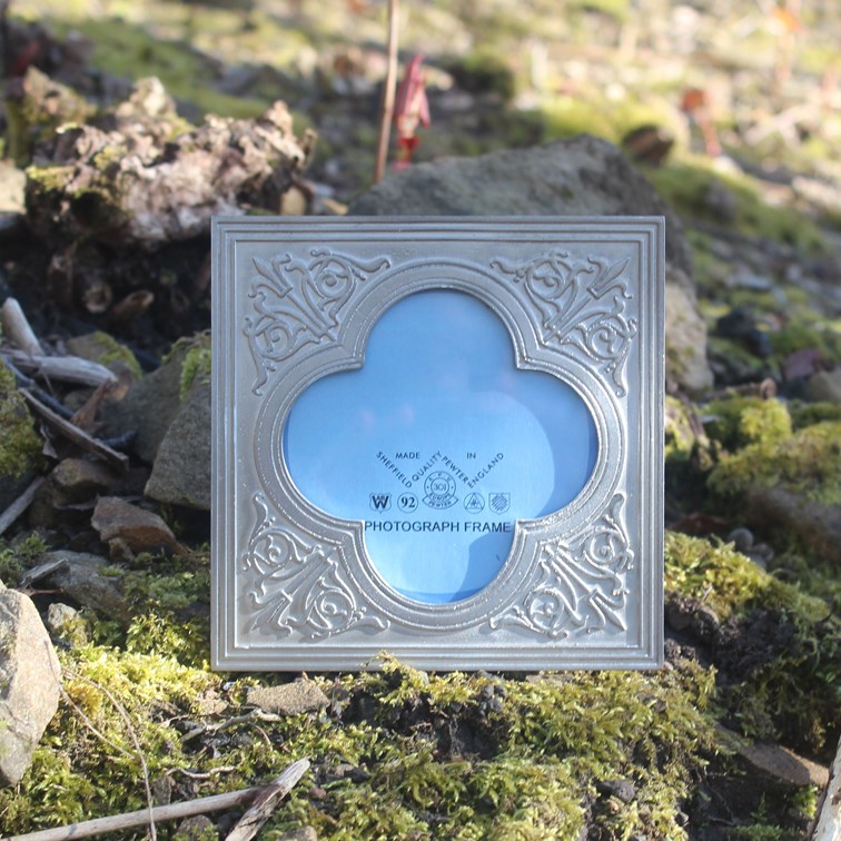 Small Medieval Antique Finish Cast Pewter 4"X4" Picture Frame Small Medieval Antique Finish Cast Pewter 4"X4" Picture Frame