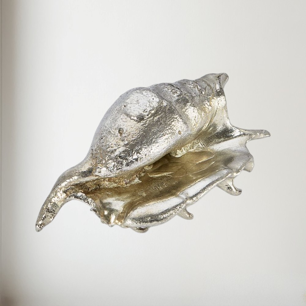Cast Pewter Spider Conch Shell Ornament