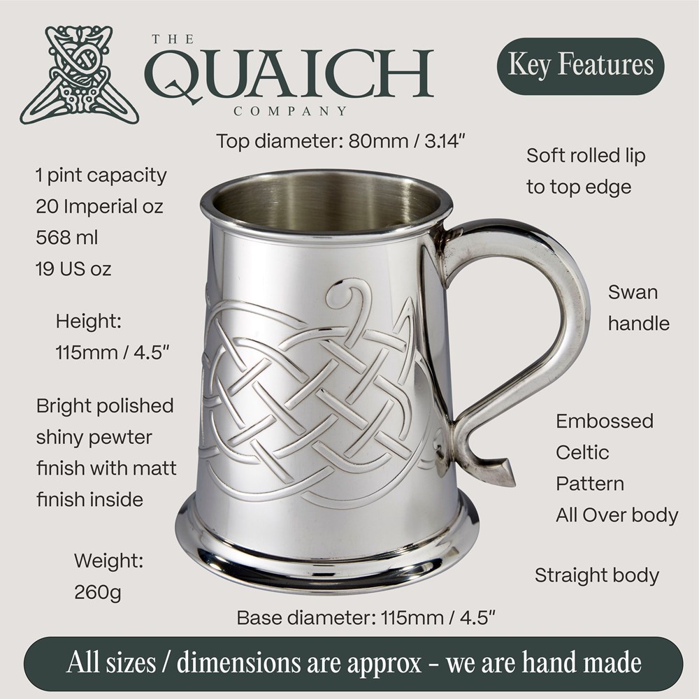 Jura Celtic Embossed Pewter Tankard