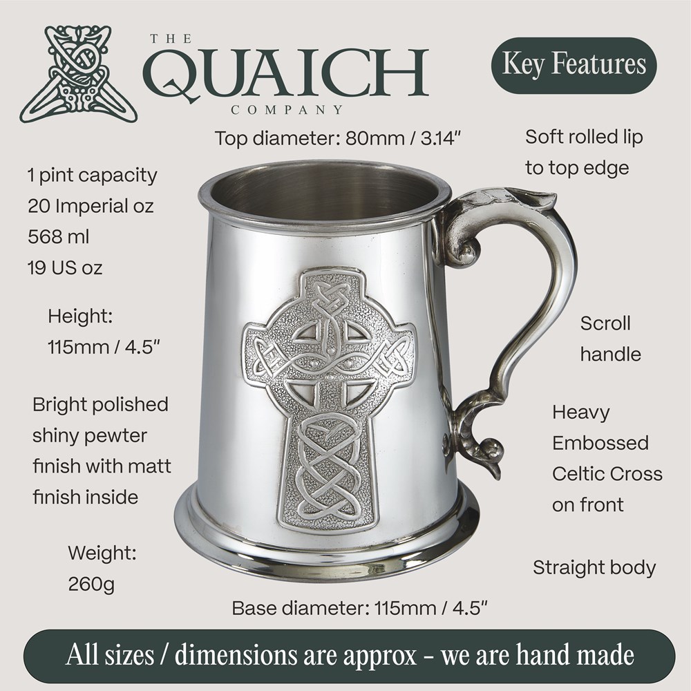Embossed Celtic Cross Pewter Tankard Embossed Celtic Cross Pewter Tankard
