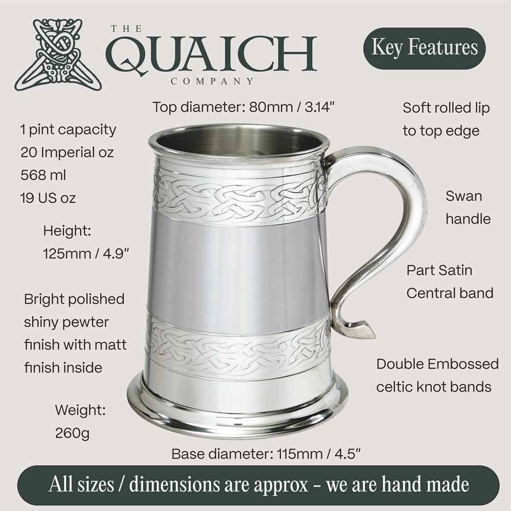 Embossed Celtic Bands Pewter Tankard