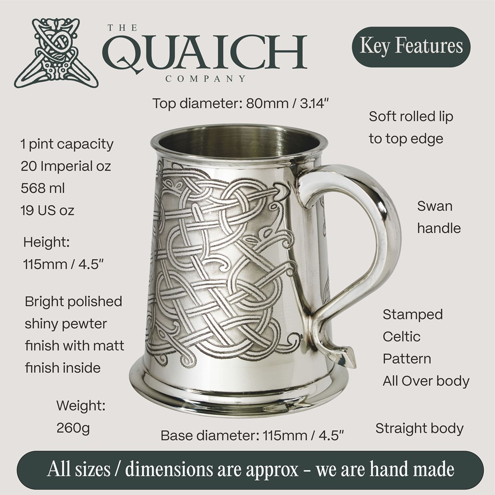 Celtic Pattern Pewter Tankard