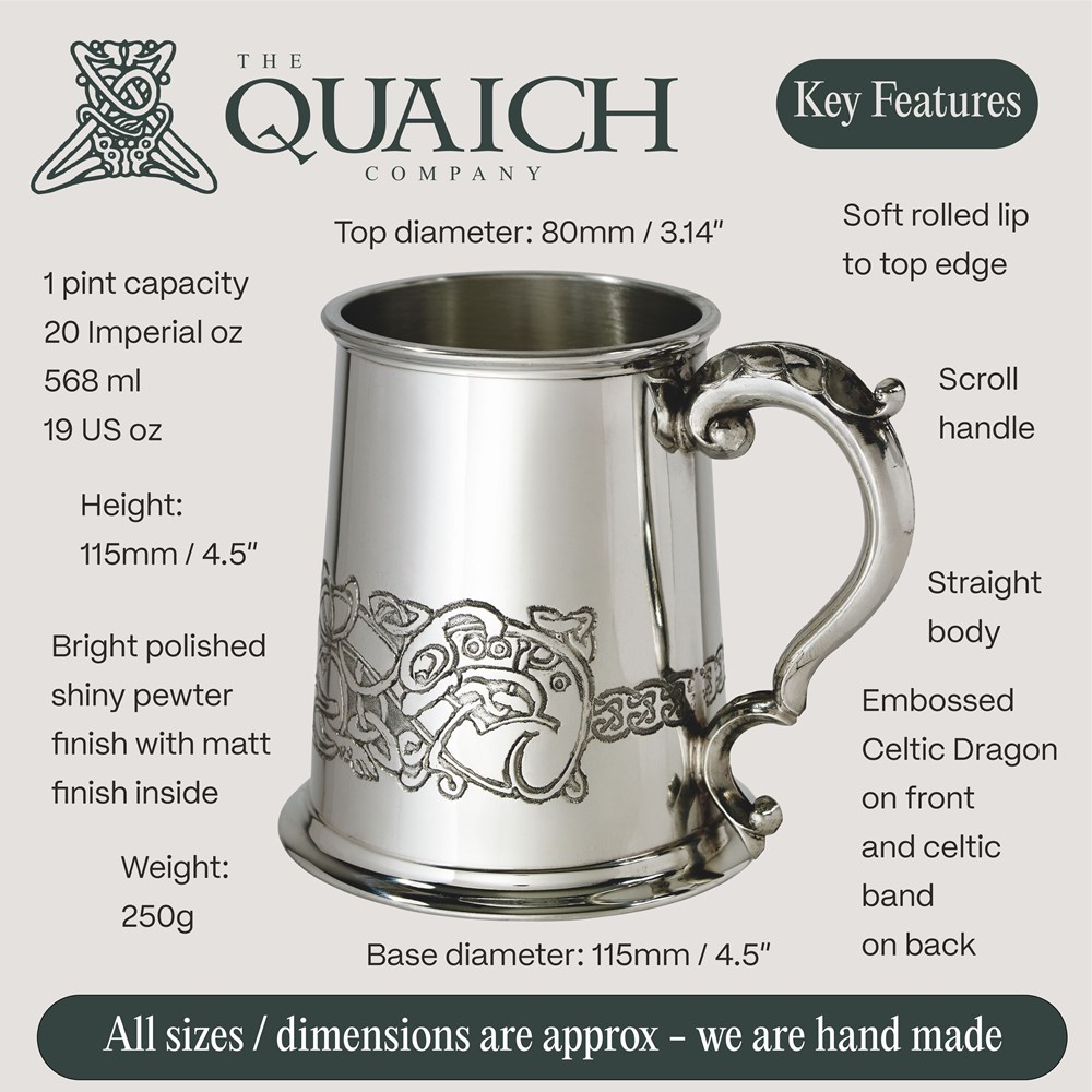 Celtic Dragon Pewter Tankard