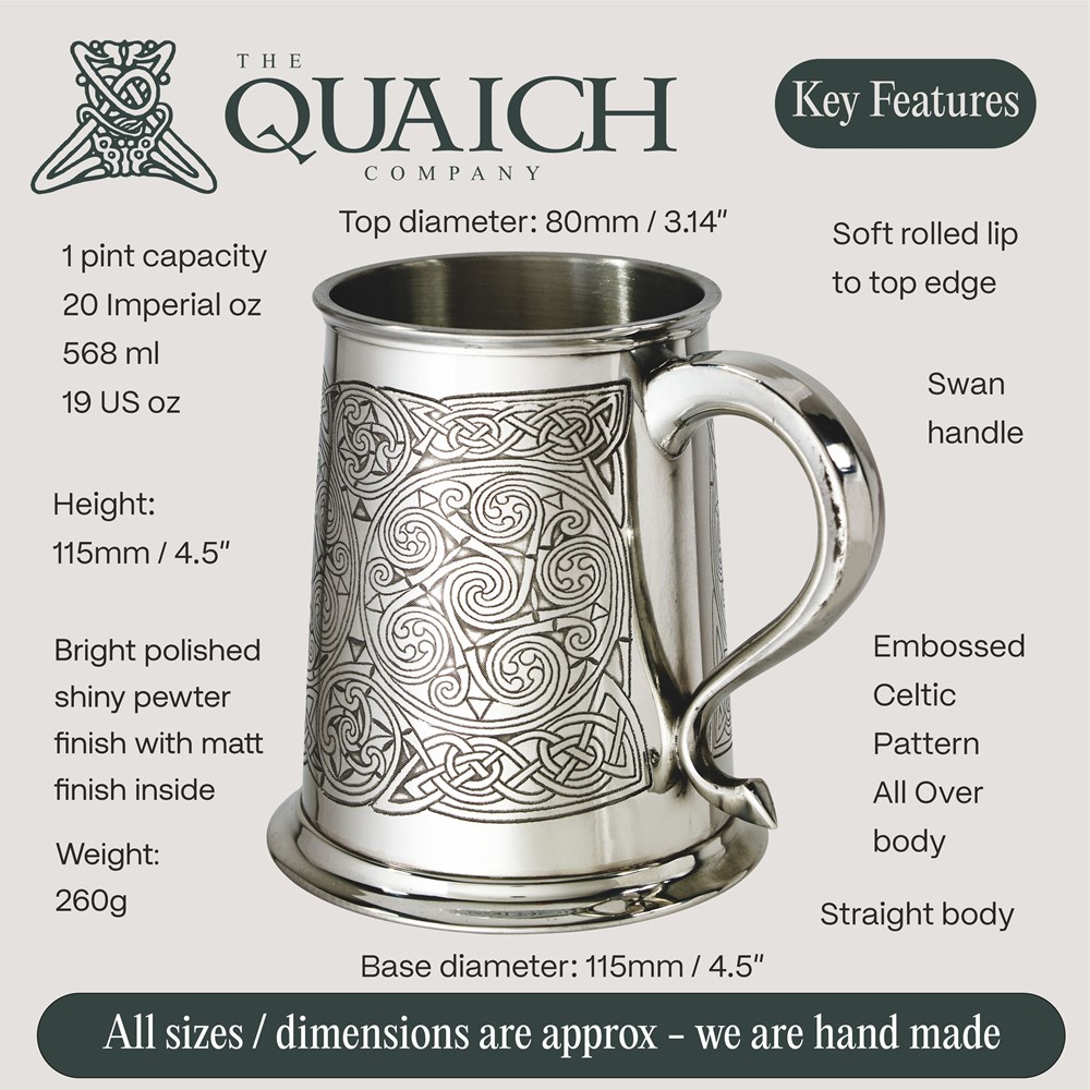 Celtic Spirals One Pint Pewter Tankard
