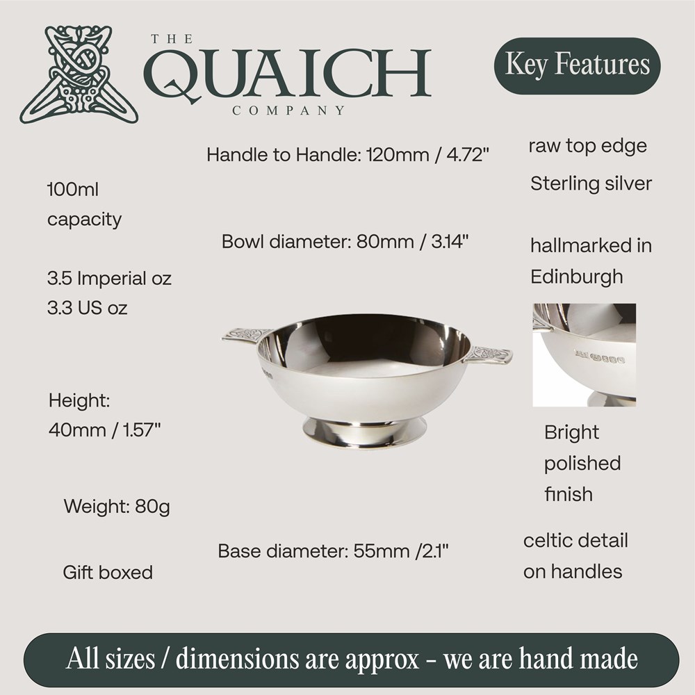 Sterling Silver 3 inch quaich