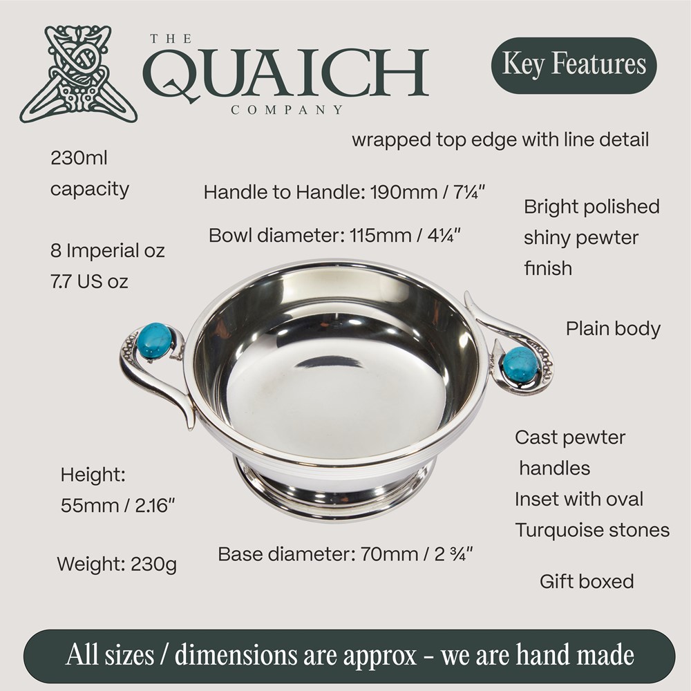 Torridon Turquoise Handle Pewter Quaich