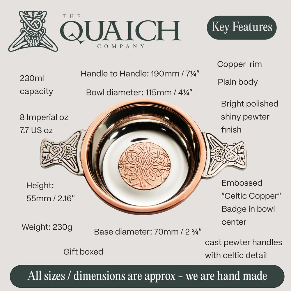 Celtic Copper Large Pewter Quaich Celtic Copper Large Pewter Quaich