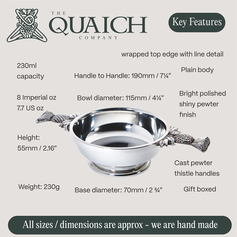 Thistle Handle Large Pewter Quaich