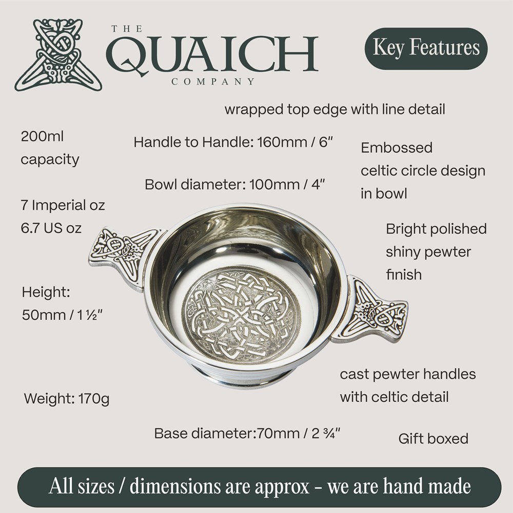 Celtic Circle Medium Pewter Quaich Celtic Circle Medium Pewter Quaich