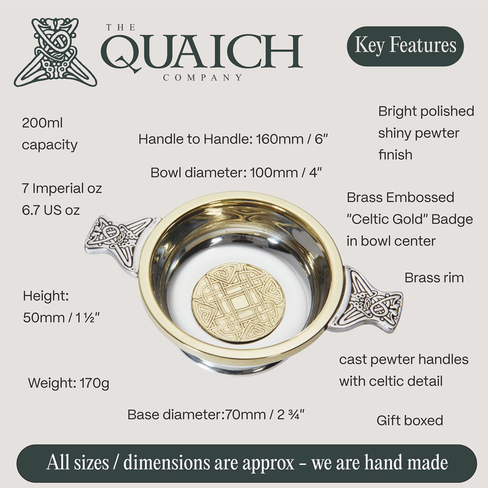 Celtic Gold Brass And Pewter Medium Quaich
