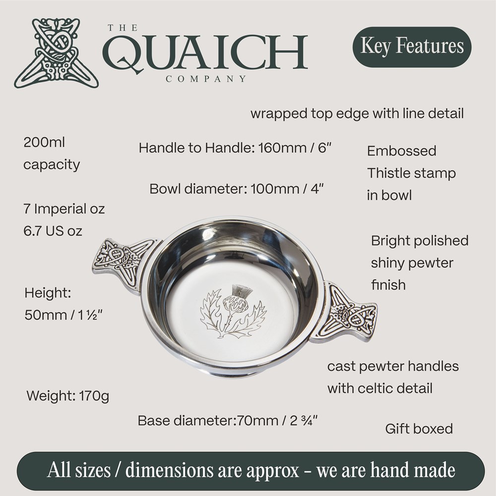 Thistle Stamp Medium Pewter Quaich