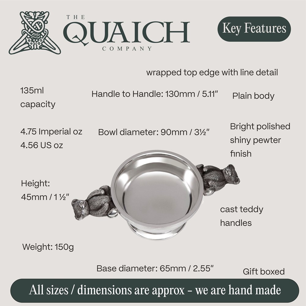 Teddy Handle Pewter Quaich Teddy Handle Pewter Quaich